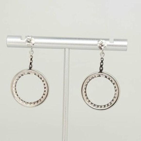 Platinum Plated .925 SS 1.67cttw Diamond  Simulant Circle Earrings - Picture 7 of 9